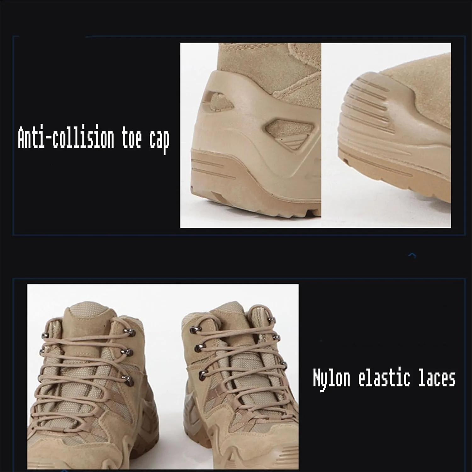 Men's Tactical Waterproof Boots, Durable Comfortable Coated Leather Combat Hiking Shoes
