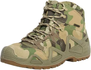 Men's Tactical Waterproof Boots, Durable Comfortable Coated Leather Combat Hiking Shoes