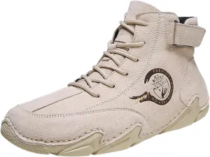 Men's Walking Shoes White Leather Sneakers Men Mens Comfortable Casual Walking Tennis Shoes Slip on Shoes Men