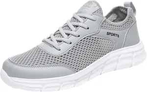 Men's Walking Shoes White Leather Sneakers Men's Casual Sneakers Mesh Breathable Walking Shoes Comfortable Casual Tennis New Running Athletic