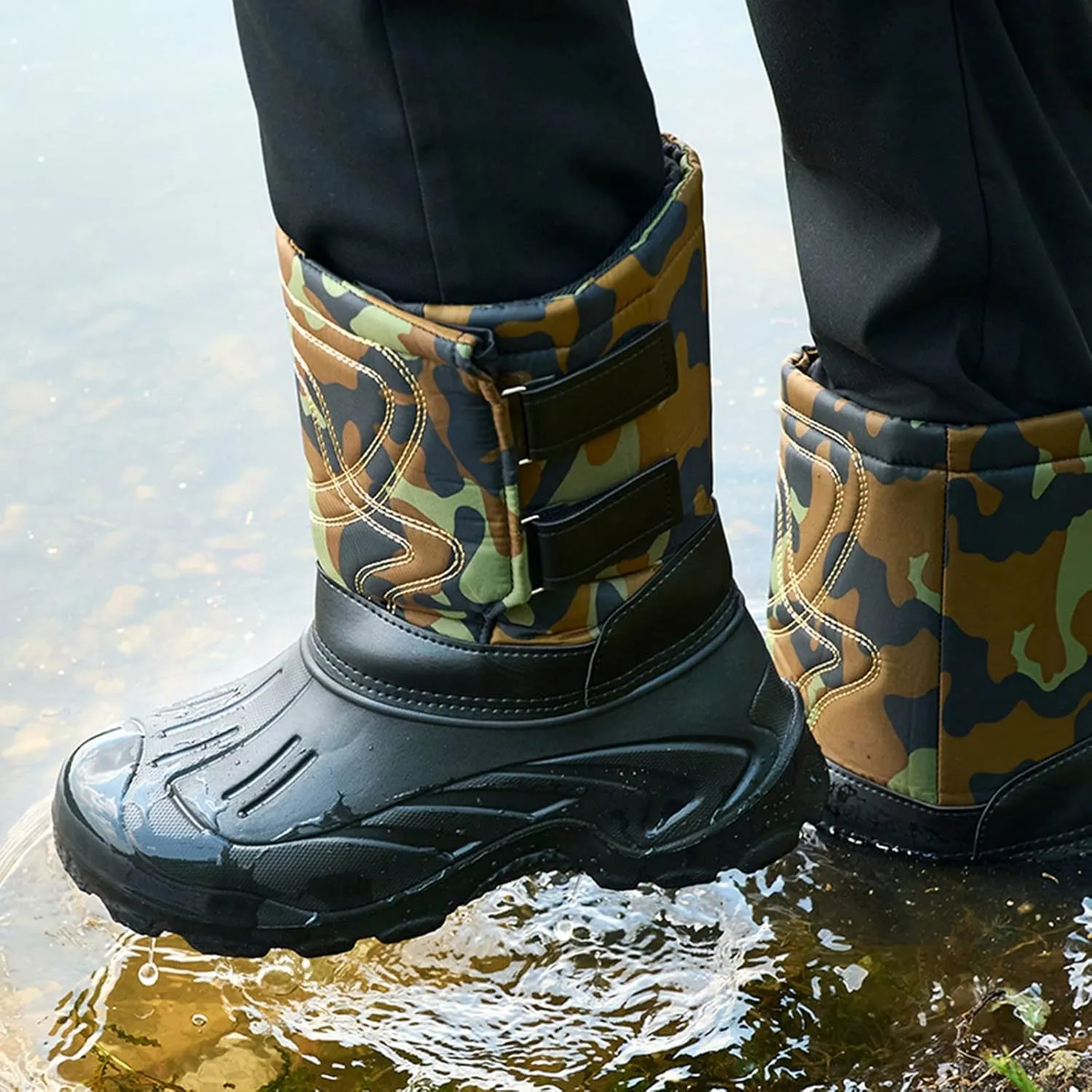 Men's Water Proof Insulated Snow Boots Cold Proof Mid Calf Boots Comfort Non Slip Winter Boots Rain Boots Men Size 11