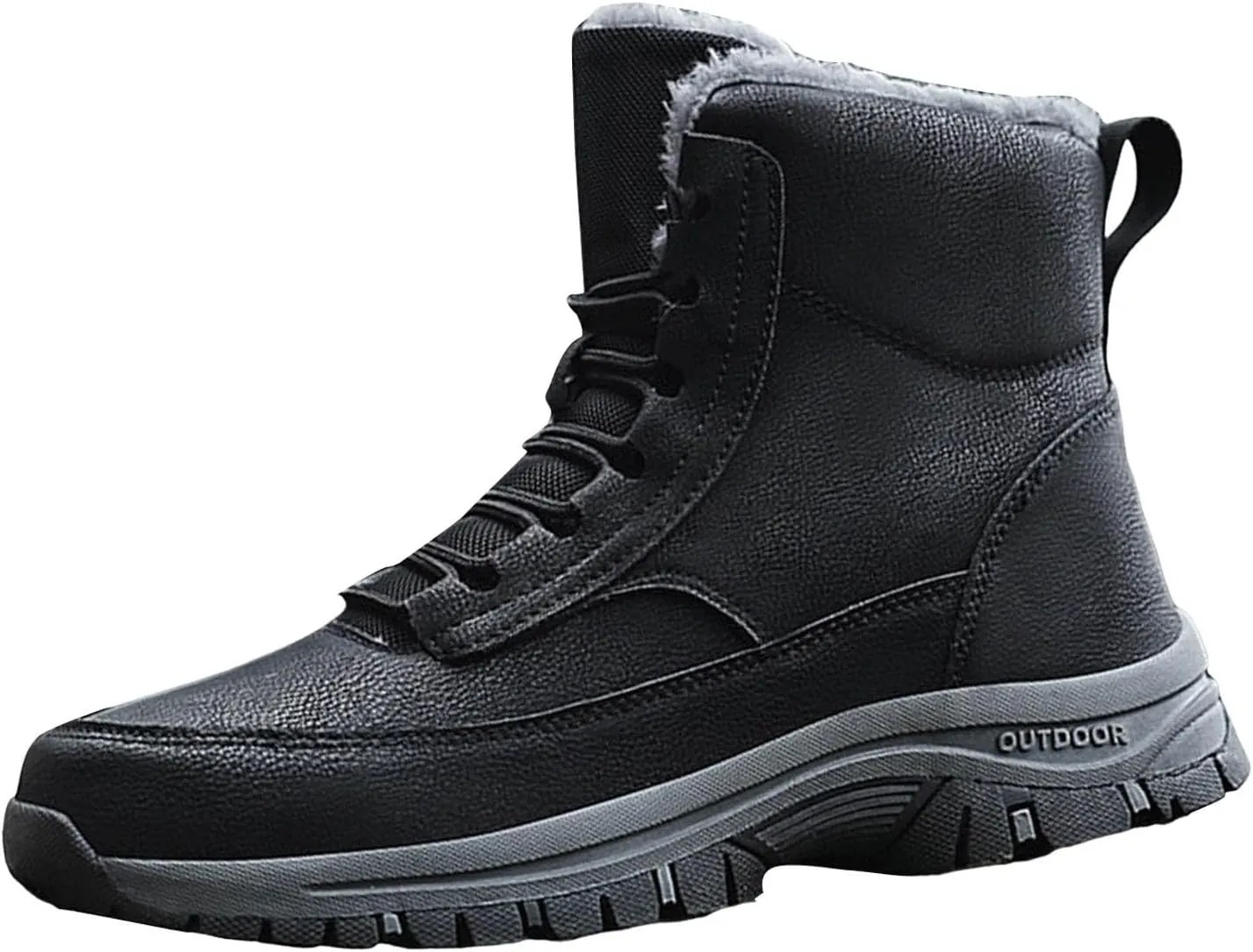 Men's Water Proof Winter Boots Fleece Lined Cold Proof Insulated Snow Boots Lace Up Thick Bottom Winter Hiking Shoes
