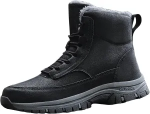 Men's Water Proof Winter Boots Fleece Lined Cold Proof Insulated Snow Boots Lace Up Thick Bottom Winter Hiking Shoes