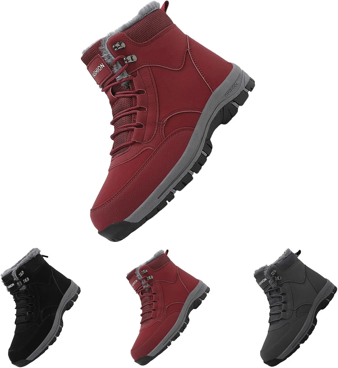 Men's Work Boots Slip On Hiking Sneakers Fur Lined Ankle Boot Womens Working Shoes Insulated Composite Safety Toe Waterproof Industrial Casual Hike Grounded Footwear