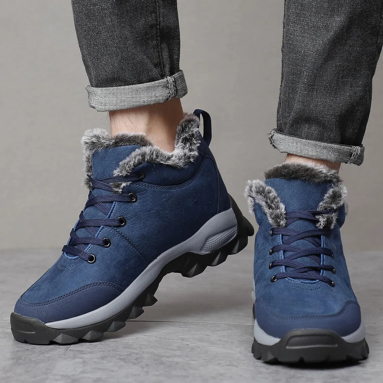 Men's Work Boots Wide Width Hiking Sneakers Warm Ankle Safety Shoes for Women Steel Toe Waterproof Outdoor Shoes Leather Comfortable Hike Grounded Footwear