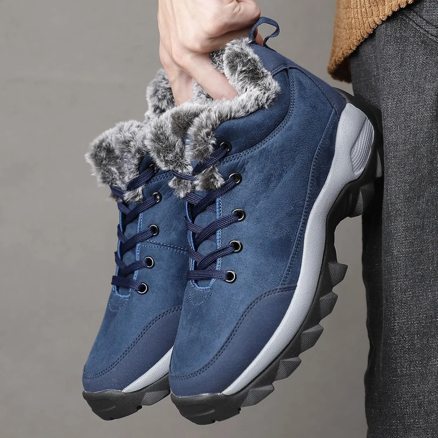 Men's Work Boots Wide Width Hiking Sneakers Warm Ankle Safety Shoes for Women Steel Toe Waterproof Outdoor Shoes Leather Comfortable Hike Grounded Footwear