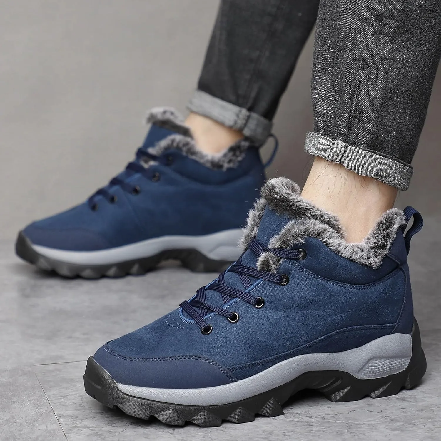 Men's Work Boots Wide Width Hiking Sneakers Warm Ankle Safety Shoes for Women Steel Toe Waterproof Outdoor Shoes Leather Comfortable Hike Grounded Footwear