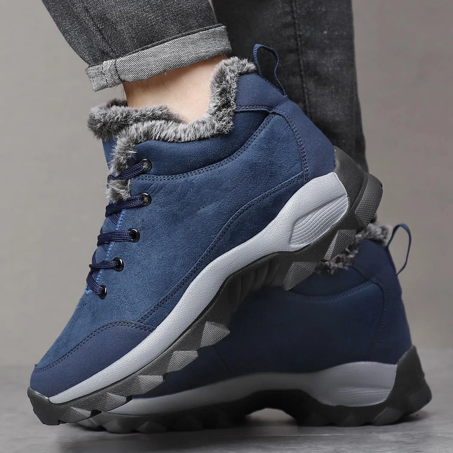 Men's Work Boots Wide Width Hiking Sneakers Warm Ankle Safety Shoes for Women Steel Toe Waterproof Outdoor Shoes Leather Comfortable Hike Grounded Footwear