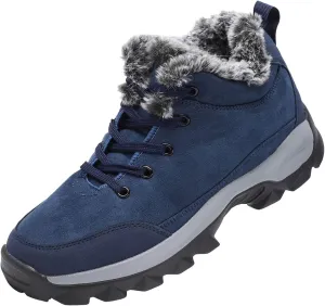 Men's Work Boots Wide Width Hiking Sneakers Warm Ankle Safety Shoes for Women Steel Toe Waterproof Outdoor Shoes Leather Comfortable Hike Grounded Footwear