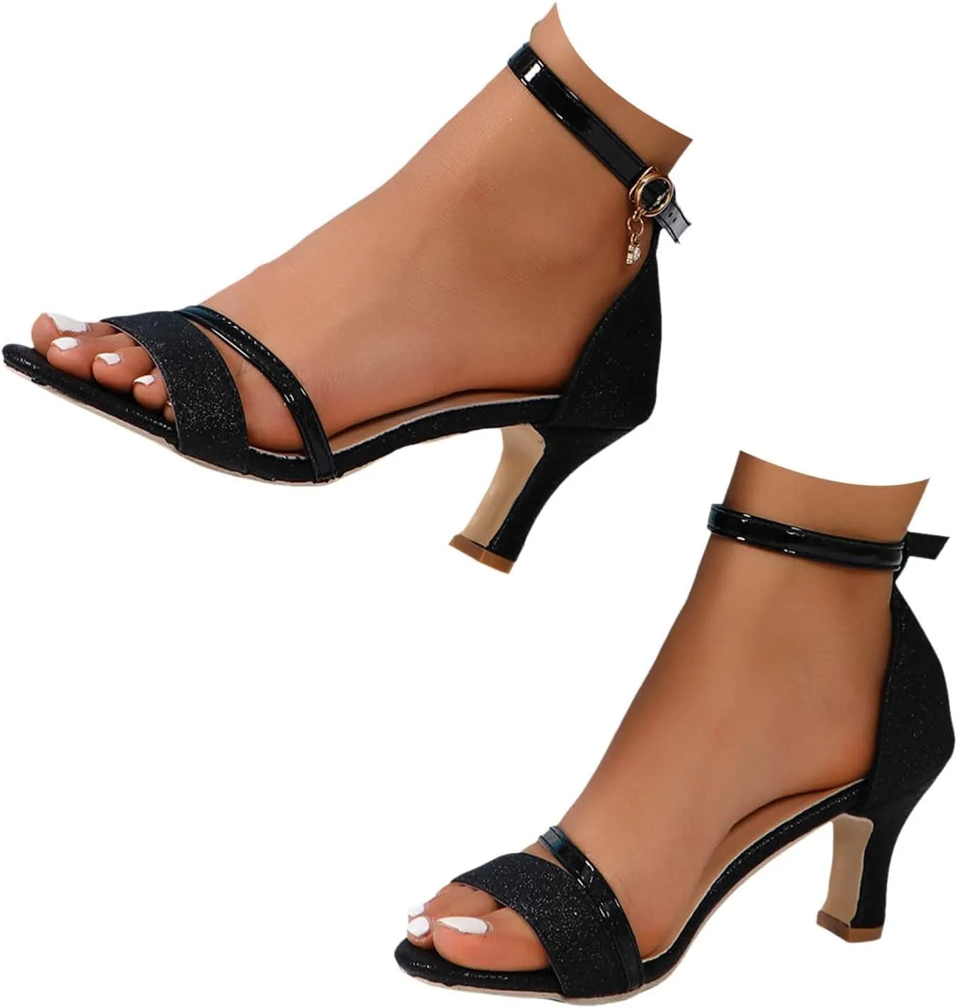 Mid Heel Dress Shoes For Women Flat Strappy Sandals Lightweight Wedding Guest Shoes Open Toe Wide Strappy Sandals