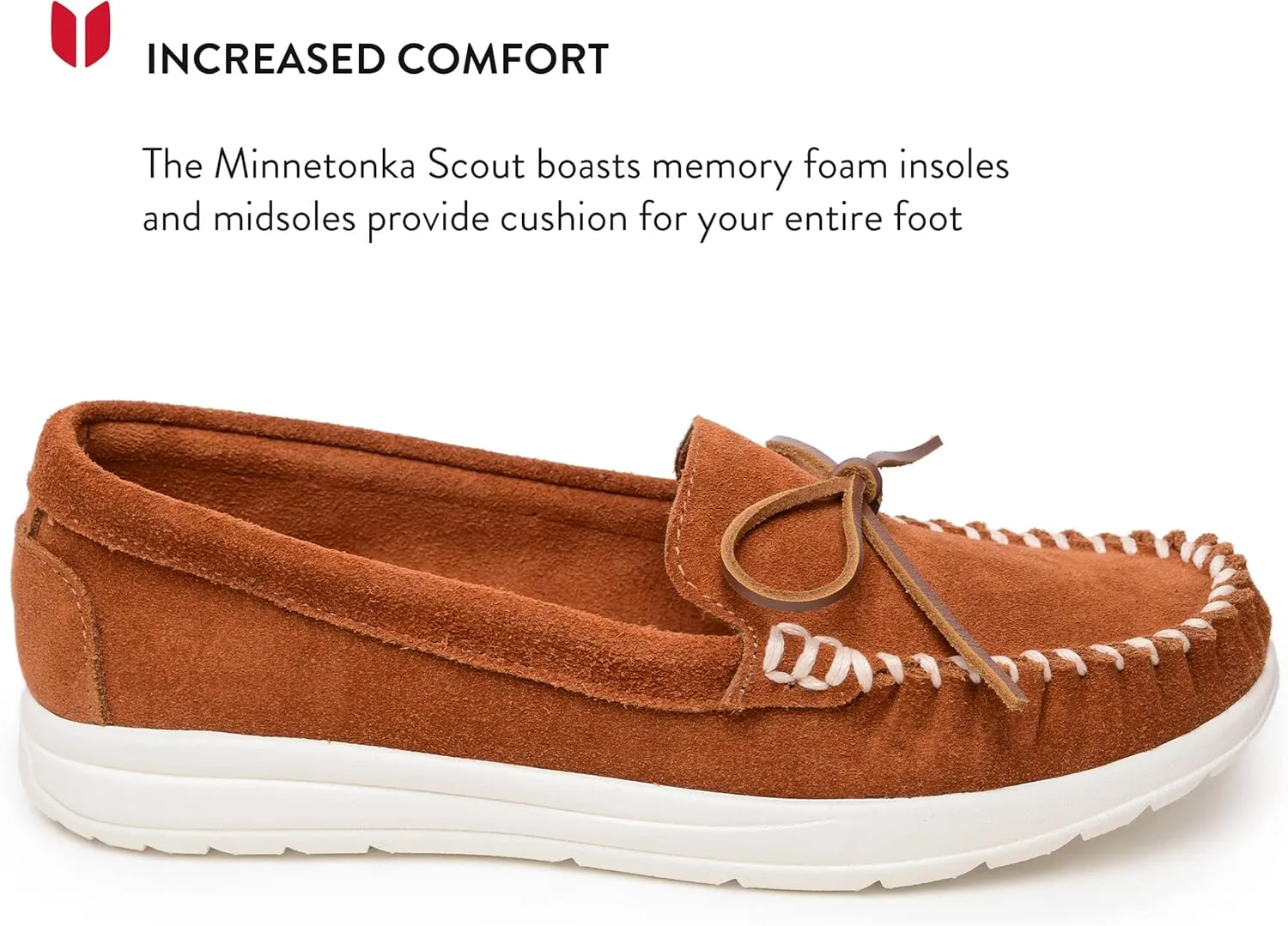 Minnetonka Scout - Women??s Suede Loafers Designed for Everyday Wear - Made with Soft Suede Leather, Memory Foam Insoles and Midsoles, and Rubber Outsoles