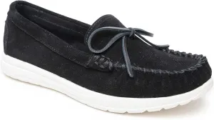 Minnetonka Scout - Women??s Suede Loafers Designed for Everyday Wear - Made with Soft Suede Leather, Memory Foam Insoles and Midsoles, and Rubber Outsoles