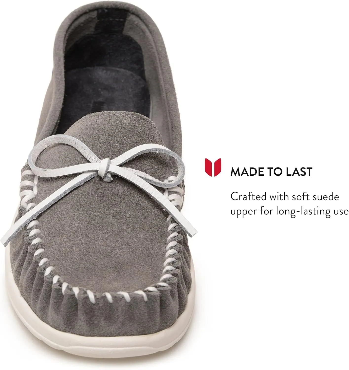 Minnetonka Scout - Women??s Suede Loafers Designed for Everyday Wear - Made with Soft Suede Leather, Memory Foam Insoles and Midsoles, and Rubber Outsoles