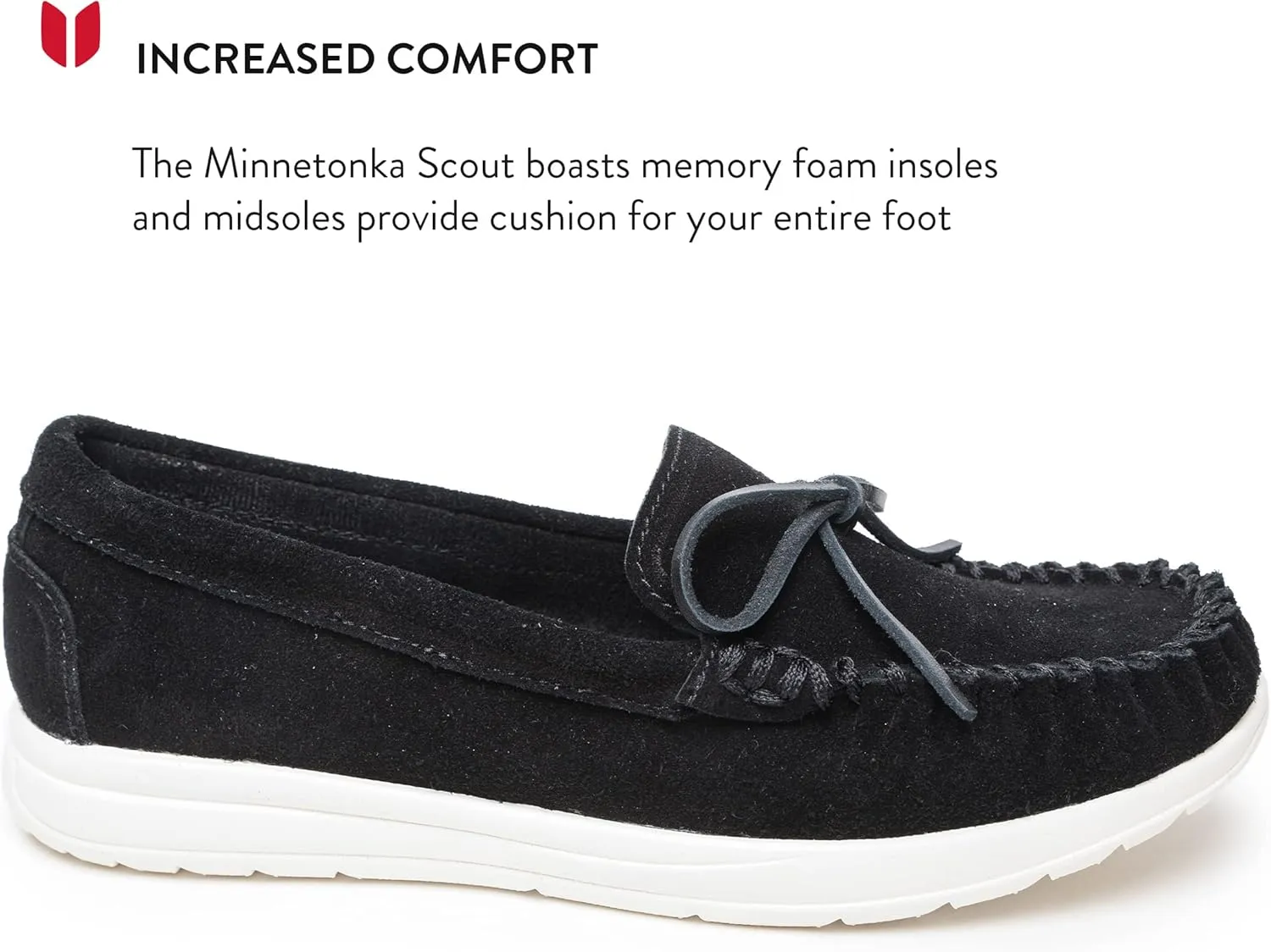 Minnetonka Scout - Women??s Suede Loafers Designed for Everyday Wear - Made with Soft Suede Leather, Memory Foam Insoles and Midsoles, and Rubber Outsoles