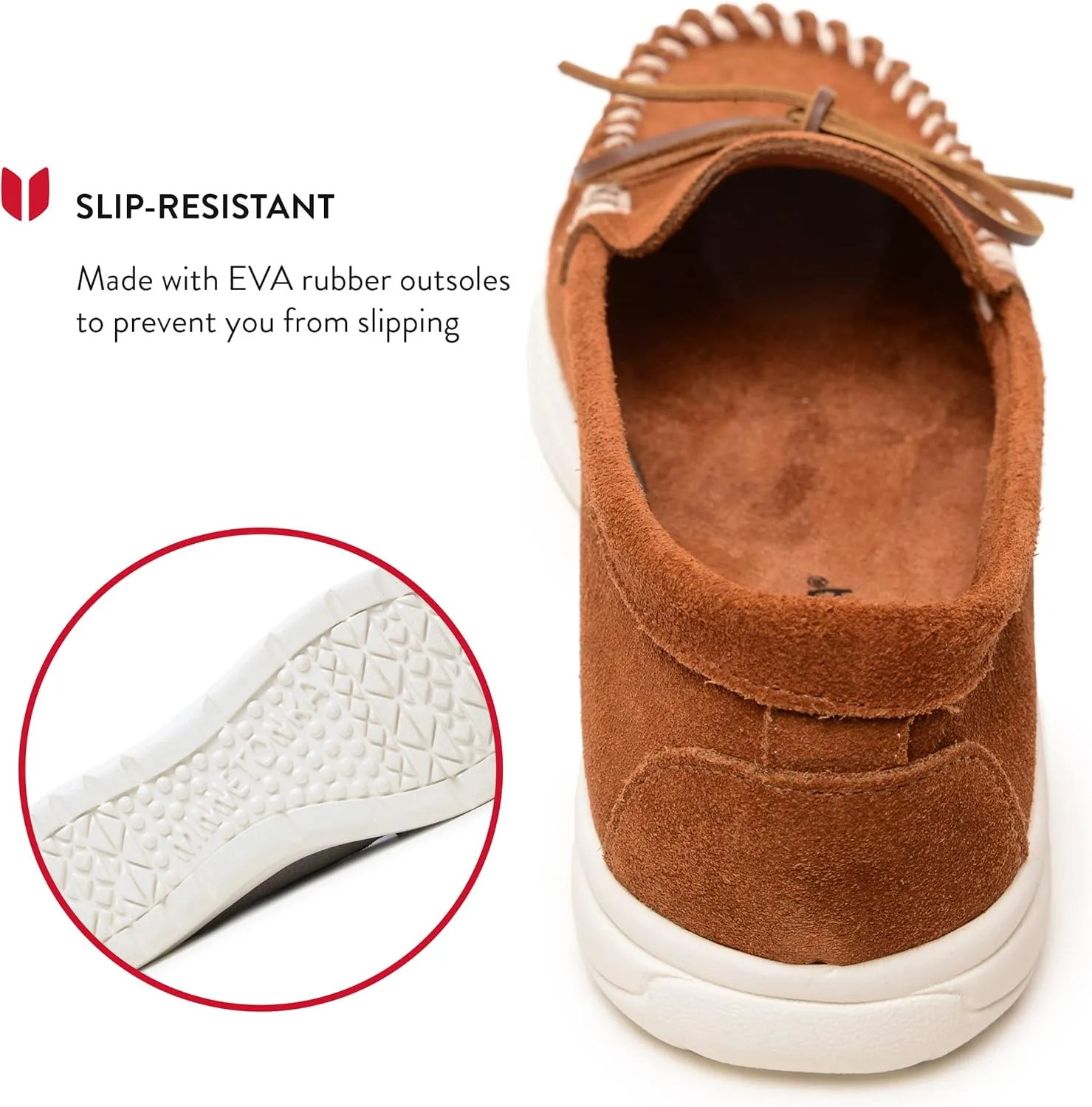 Minnetonka Scout - Women??s Suede Loafers Designed for Everyday Wear - Made with Soft Suede Leather, Memory Foam Insoles and Midsoles, and Rubber Outsoles