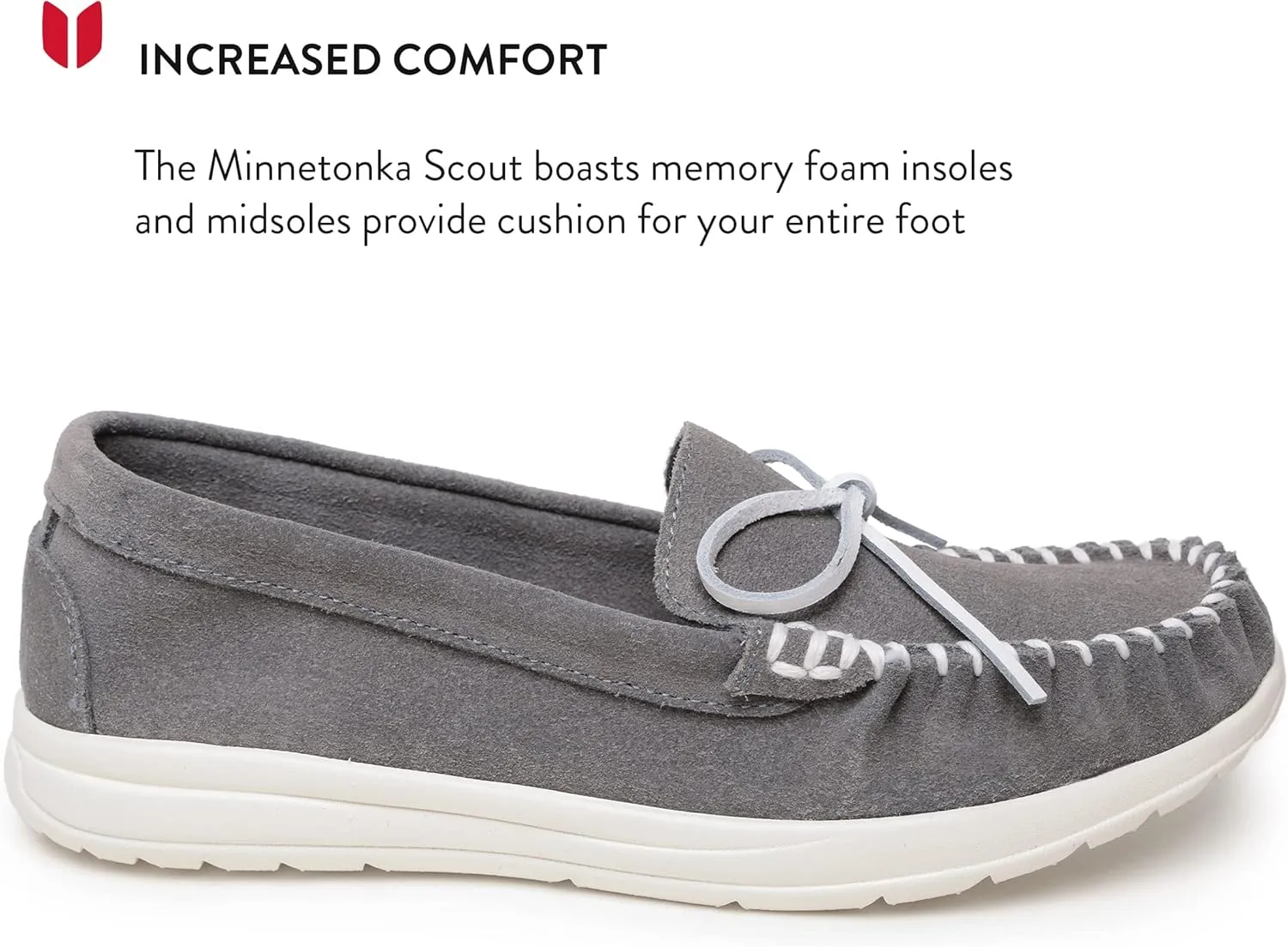 Minnetonka Scout - Women??s Suede Loafers Designed for Everyday Wear - Made with Soft Suede Leather, Memory Foam Insoles and Midsoles, and Rubber Outsoles