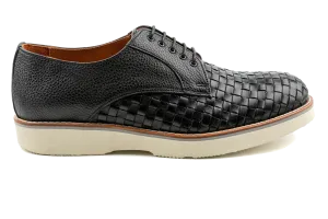 Moe Men's Woven Derby Sneaker, Mix of Top Grain Anilin & Braided Leather, Best Dress Sneakers with EVA Sole and Heels,Black
