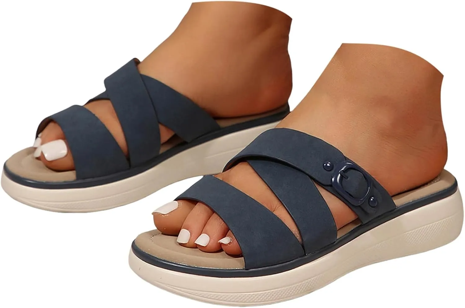 Open Toe Sandals For Women Cute Women'S Dress Shoes Strappy Summer Strappy Sandals Sand Beach Platform Slides