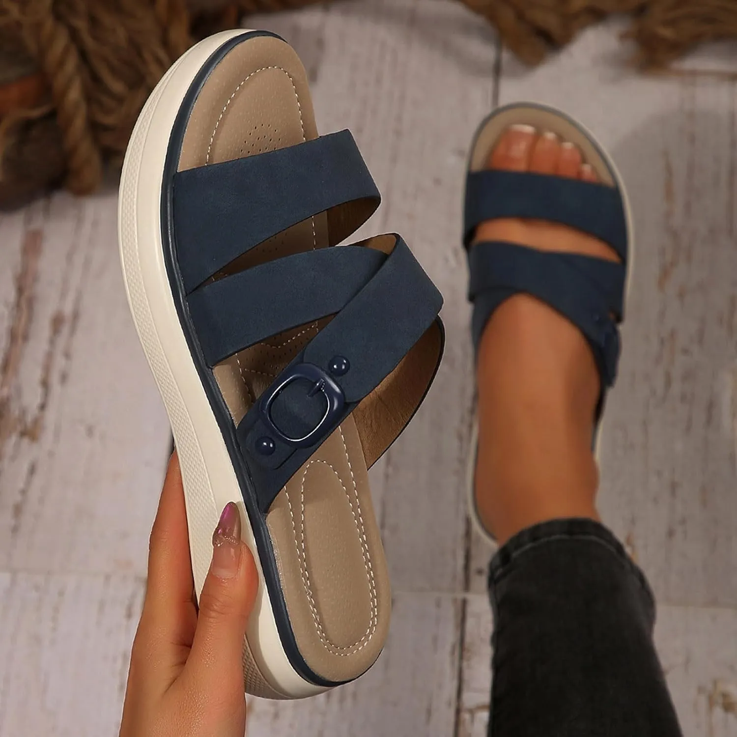 Open Toe Sandals For Women Cute Women'S Dress Shoes Strappy Summer Strappy Sandals Sand Beach Platform Slides