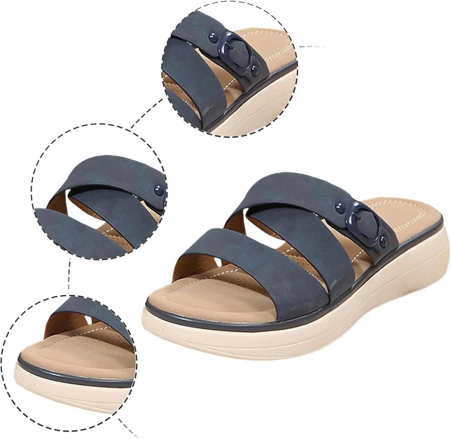 Open Toe Sandals For Women Cute Women'S Dress Shoes Strappy Summer Strappy Sandals Sand Beach Platform Slides