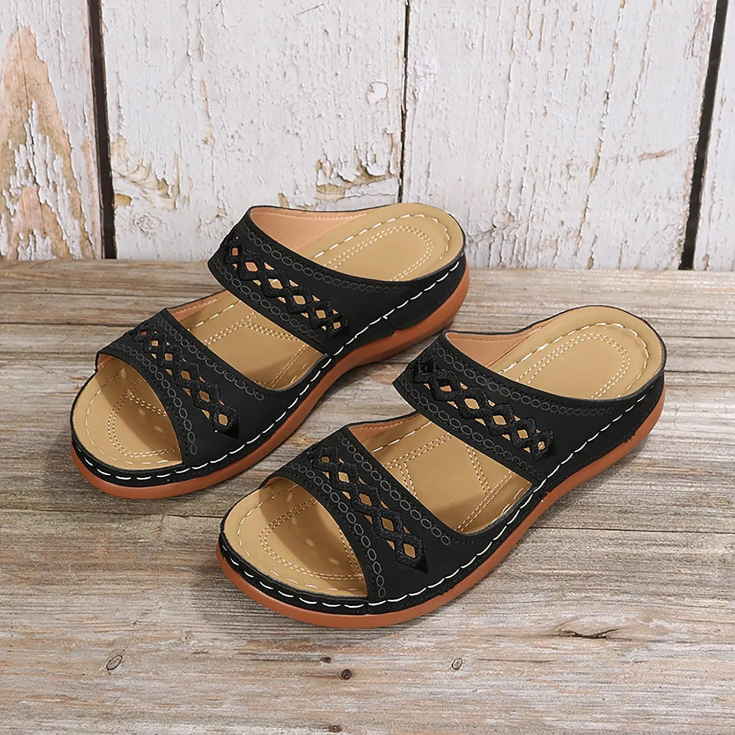 Ortho Flip Flops for Women with Arch Support Womens Orthopedic Flip Flops Sexy Beach Sandals for Women Dressy Summer Ladies Black Wedge Sandals T Strap Walking Shoes for Women Black Sandal Heels