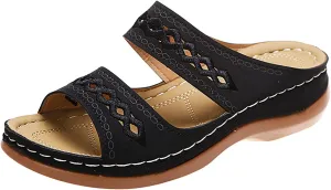 Ortho Flip Flops for Women with Arch Support Womens Orthopedic Flip Flops Sexy Beach Sandals for Women Dressy Summer Ladies Black Wedge Sandals T Strap Walking Shoes for Women Black Sandal Heels