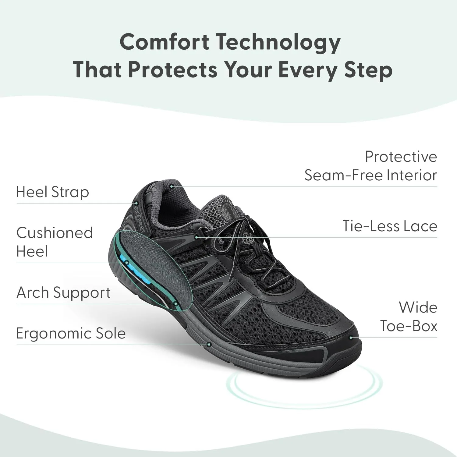 Orthofeet Men's Orthopedic Knit Sprint Tie-Less Sneakers