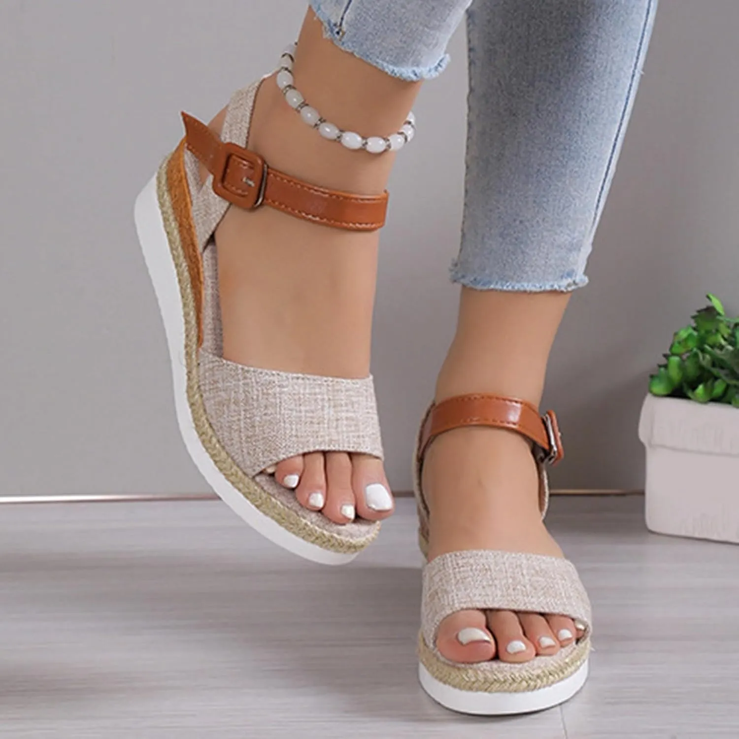 Orthopedic Sandals for Women Platform Wedge Sandals Walking Slippers with Arch Support Sandal Open Toe Ankle Strap Sandal Beach Casual Slip on Shoes Beach Dress Comfortable Outdoor Shoes 2025
