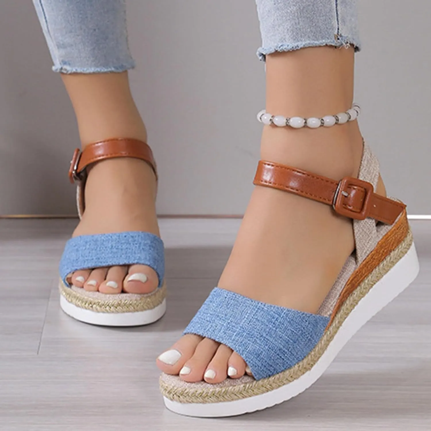 Orthopedic Sandals for Women Platform Wedge Sandals Walking Slippers with Arch Support Sandal Open Toe Ankle Strap Sandal Beach Casual Slip on Shoes Beach Dress Comfortable Outdoor Shoes 2025