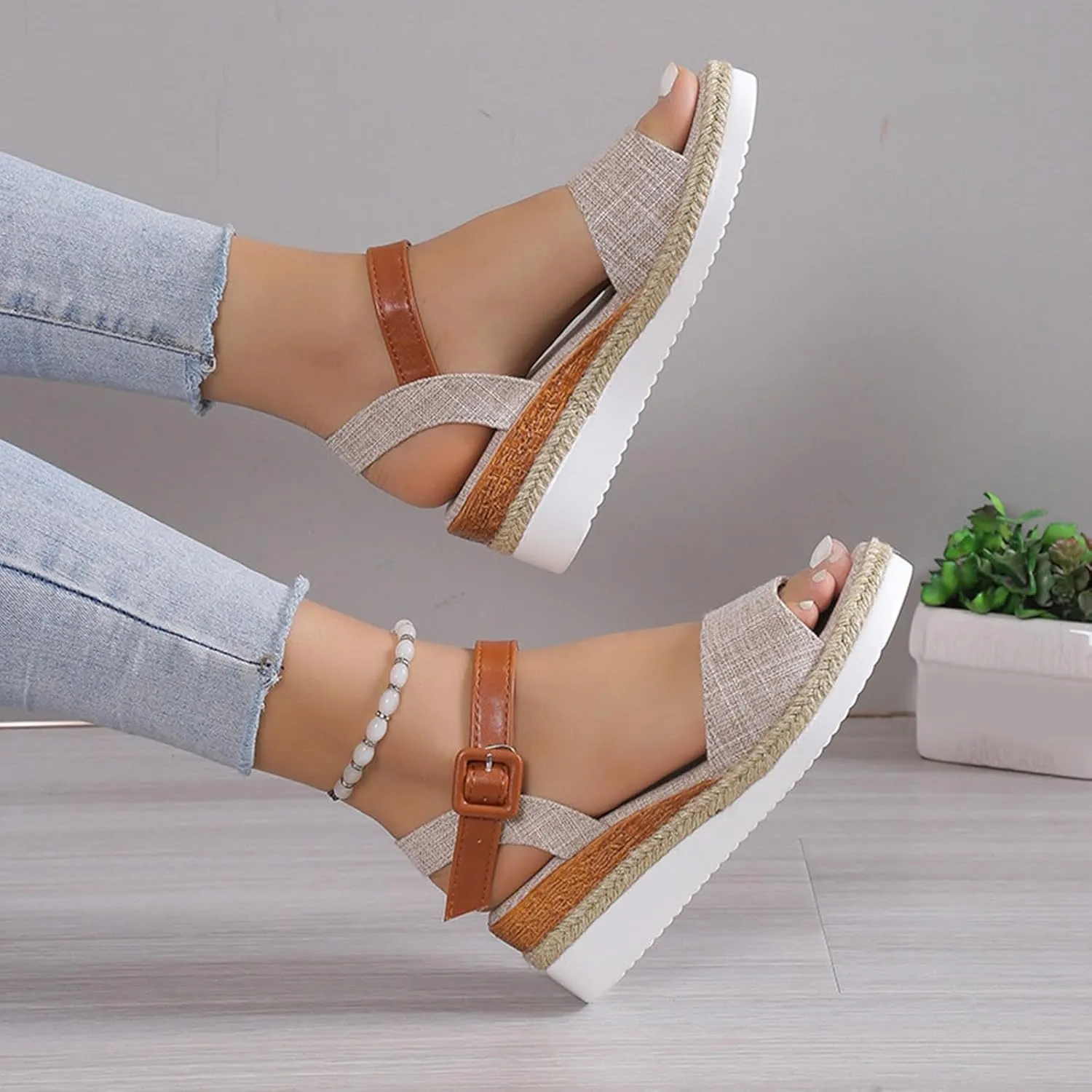 Orthopedic Sandals for Women Platform Wedge Sandals Walking Slippers with Arch Support Sandal Open Toe Ankle Strap Sandal Beach Casual Slip on Shoes Beach Dress Comfortable Outdoor Shoes 2025
