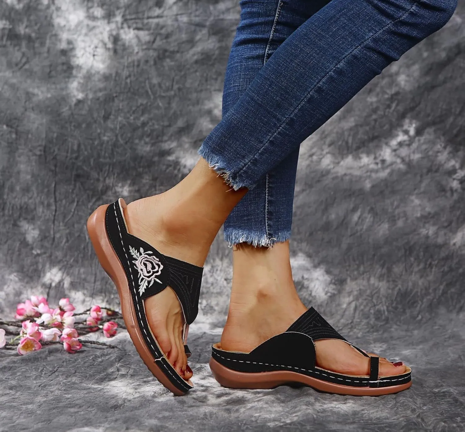 Orthopedic Sandals for Women : Sandals Dressy Summer Flat Flip Flops Summer Dressy Comfortable Sandal with Arch Support Non Slip Flip Flops 2025