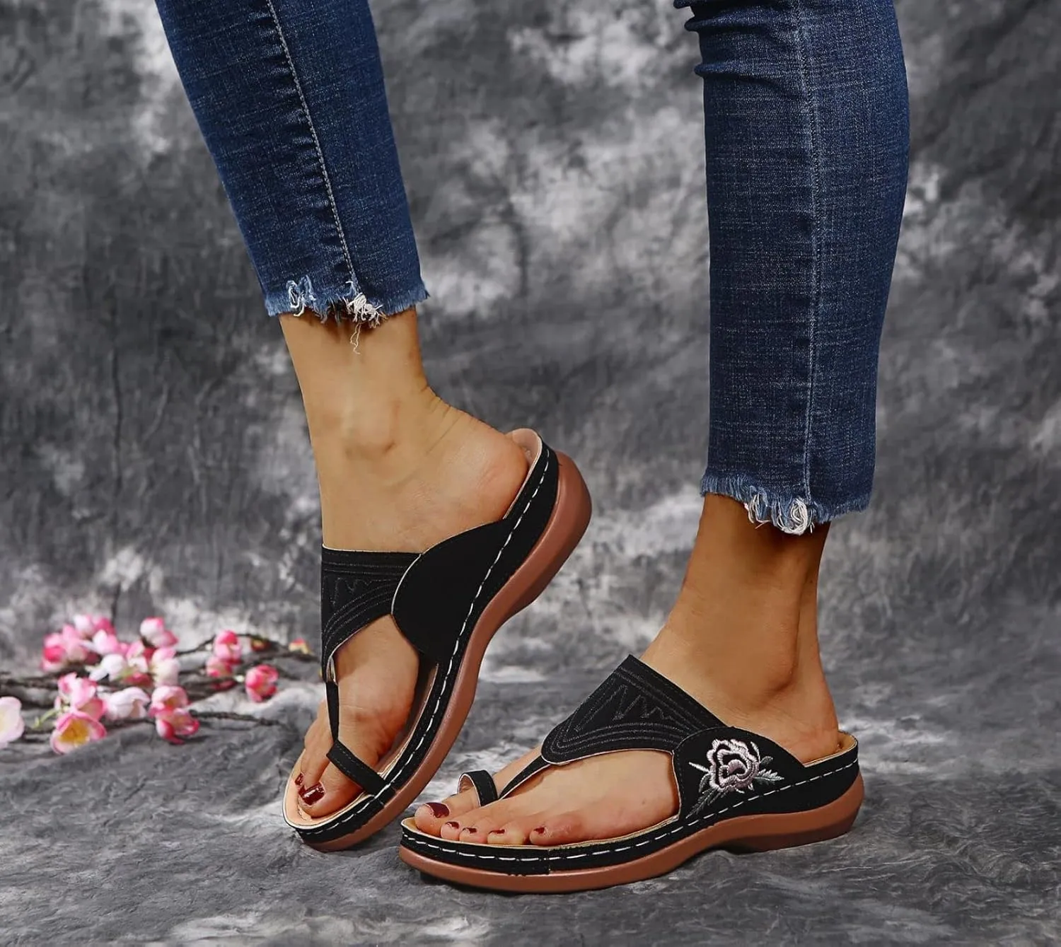 Orthopedic Sandals for Women : Sandals Dressy Summer Flat Flip Flops Summer Dressy Comfortable Sandal with Arch Support Non Slip Flip Flops 2025