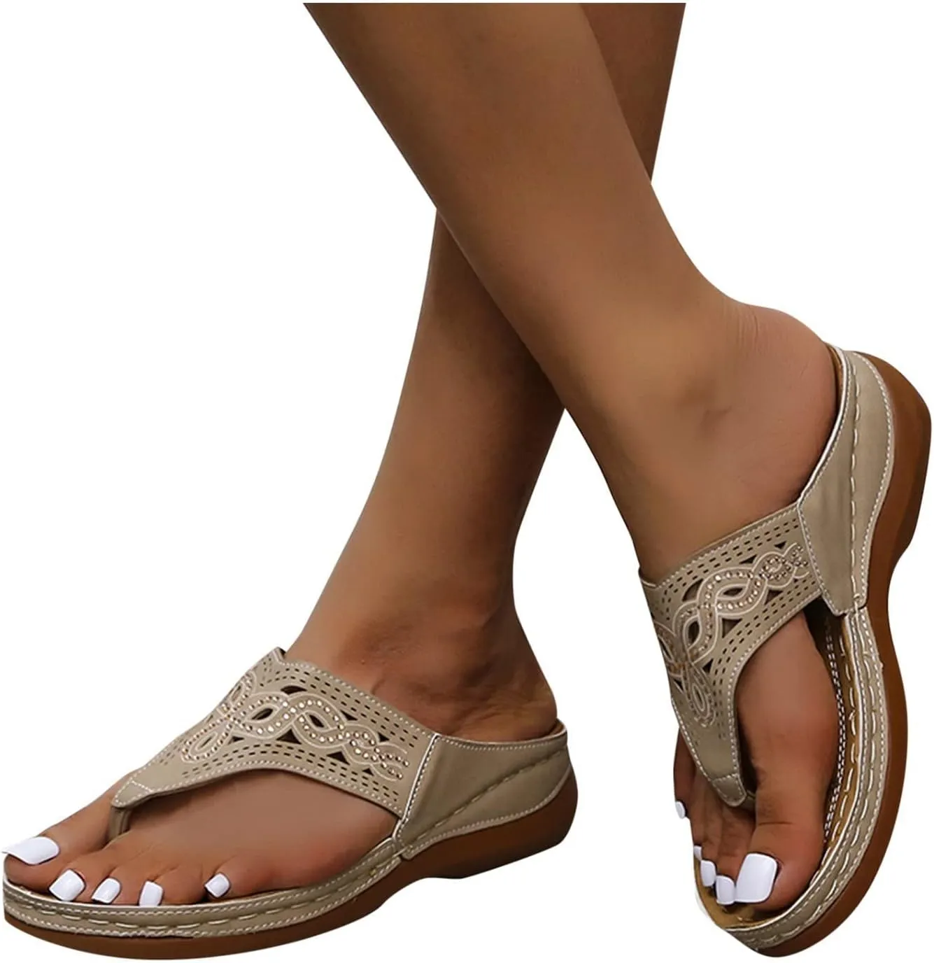 Orthopedic Wedge Sandals for Women Bohemia Breathable Mesh Hollow Wedge Sandals Summer Beach Sandal Dress Shoes Orthopedic Flip-Flops Summer Casual Sandal 2025