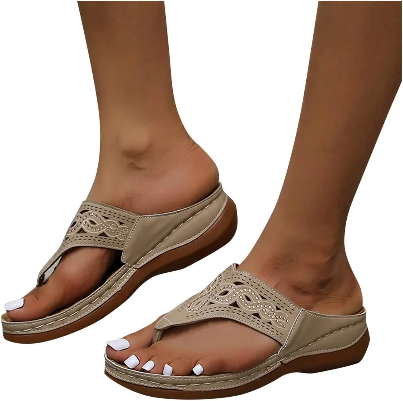 Orthopedic Wedge Sandals for Women Bohemia Breathable Mesh Hollow Wedge Sandals Summer Beach Sandal Dress Shoes Orthopedic Flip-Flops Summer Casual Sandal 2025