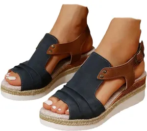 Orthopedic Wedge Sandals for Women Dressy Summer Casual Strappy Low Wedges Sandals Open Toe Strap Platform Ankle Sandals Walking Strappy Slip on Sandals Comfortable Outdoor Shoes