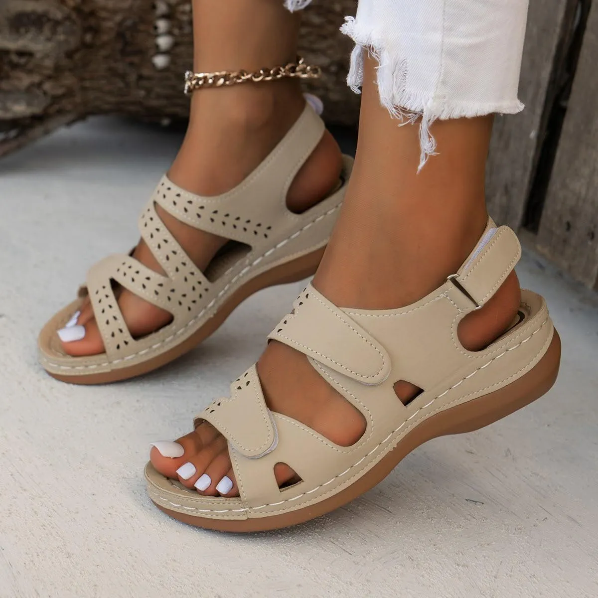 Orthopedic Wedge Sandals for Women: Summer Comfortable Low Heel Sandal, Open Toe Walking Dressy Summer Sandals Shoes