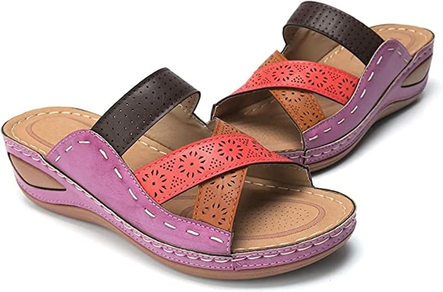 Orthopedic Wedge Sandals for Women Wide Width Summer Platforms Sandals Shoes Summer Dressy Open Toe Ankle Strap Platform Sandal Casual Flip Flops Slippers Comfortable Casual Low Wedges Sandal 2025