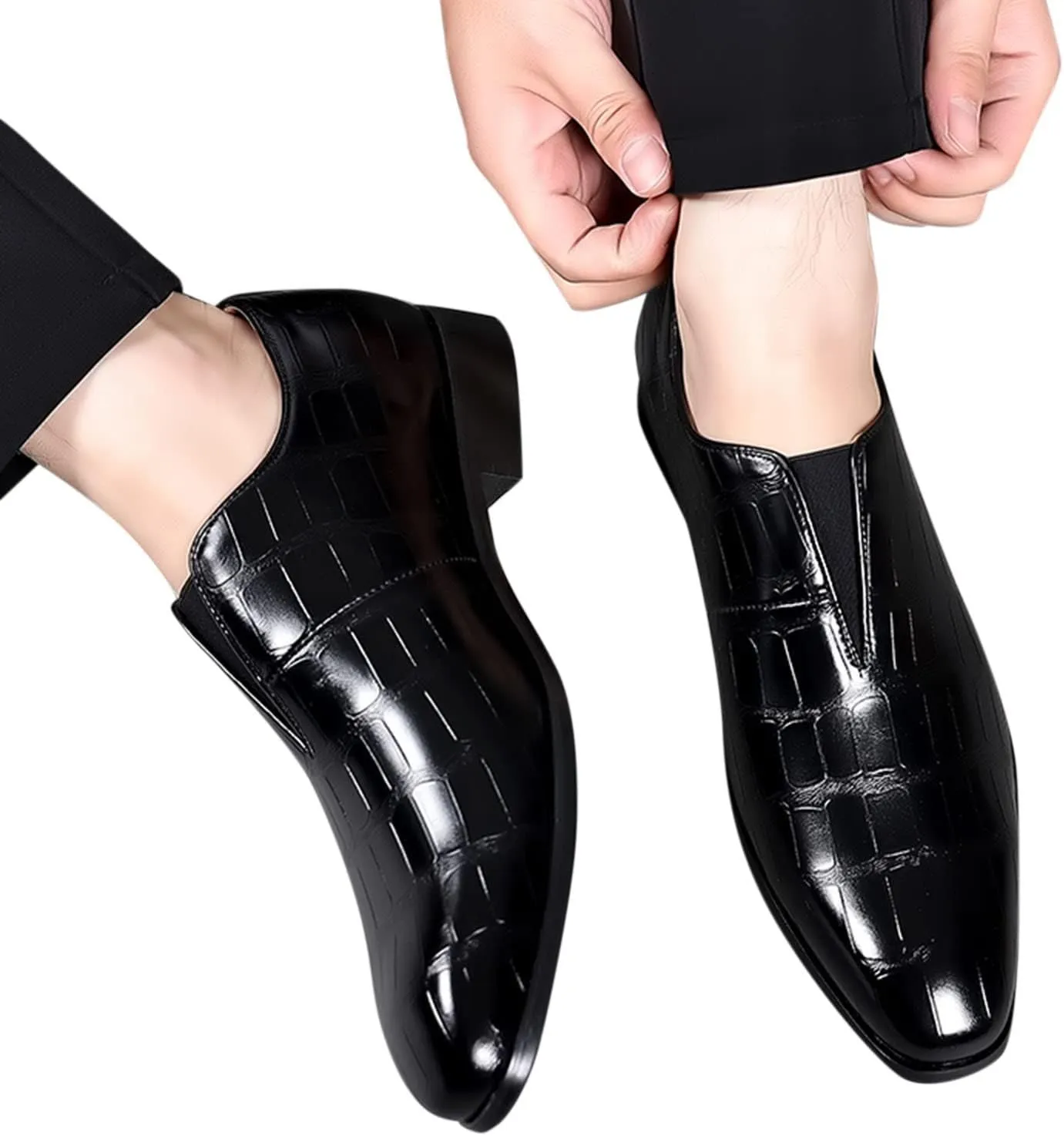 Penguin Shoes for Men Leather Classical Style Shoes for Men Slip On PU Leather Low Rubber Sole Mens Leather (Black, 11)