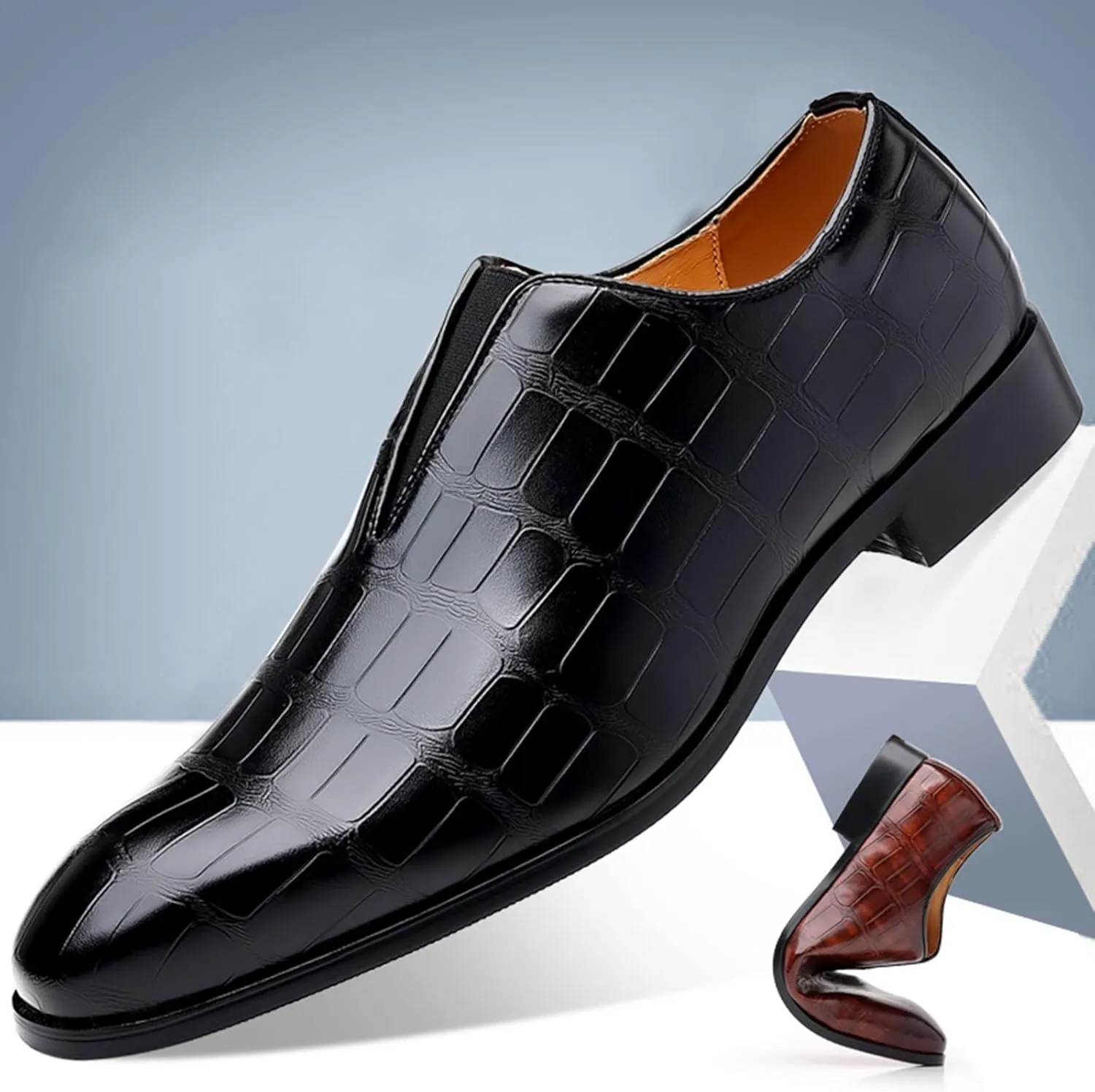Penguin Shoes for Men Leather Classical Style Shoes for Men Slip On PU Leather Low Rubber Sole Mens Leather (Black, 11)