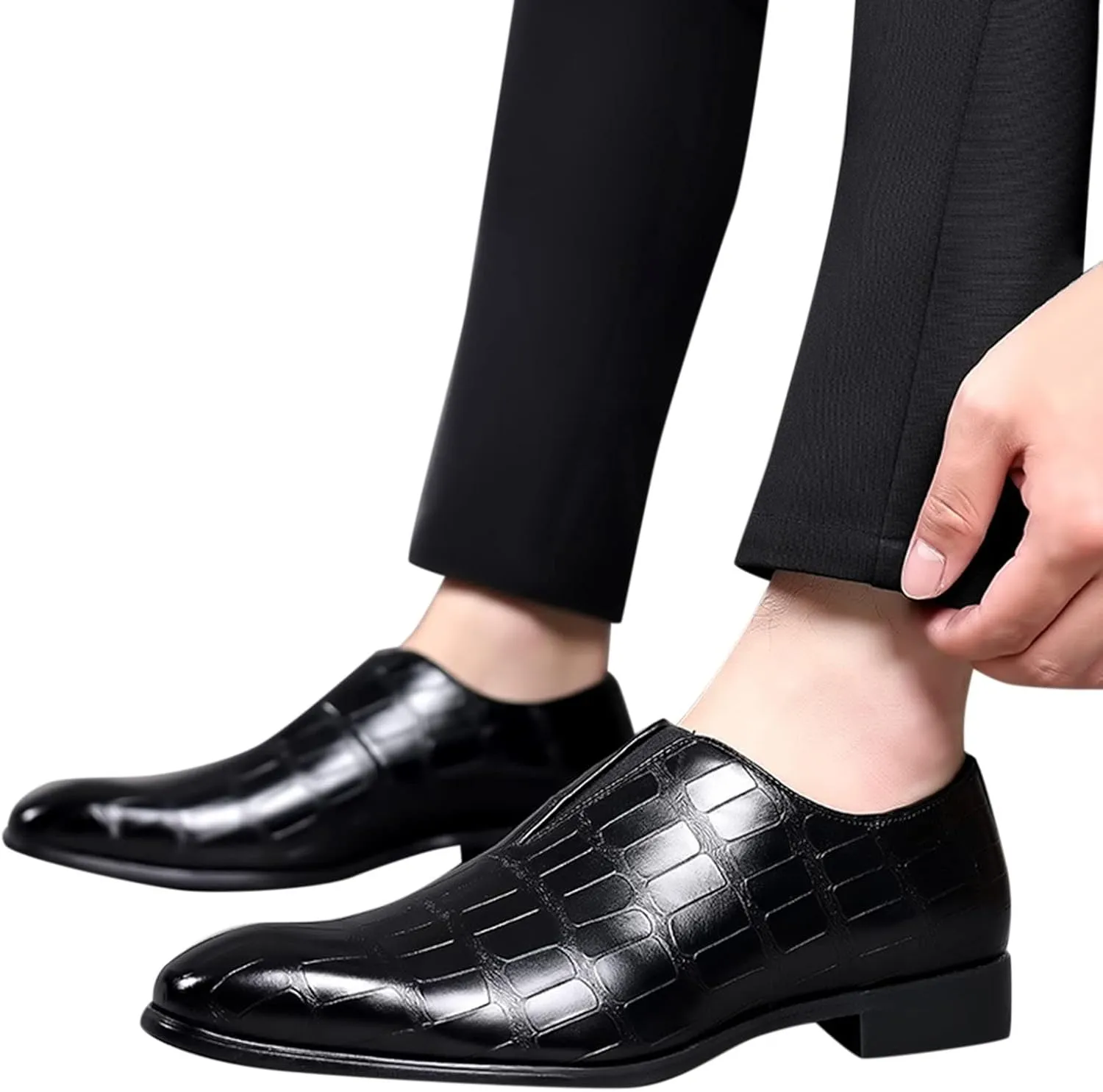 Penguin Shoes for Men Leather Classical Style Shoes for Men Slip On PU Leather Low Rubber Sole Mens Leather (Black, 11)