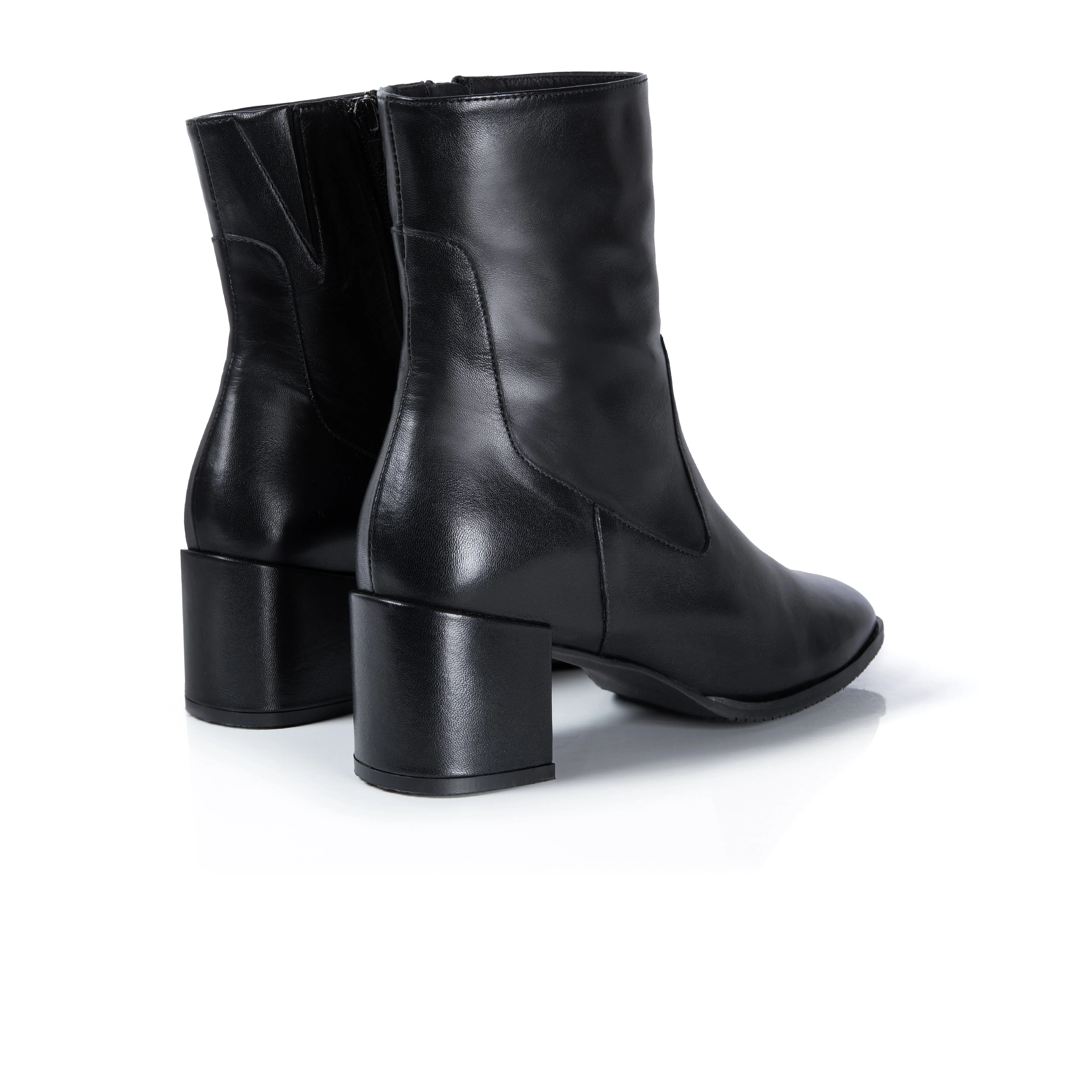 Queenie: Black Leather Ankle Boots