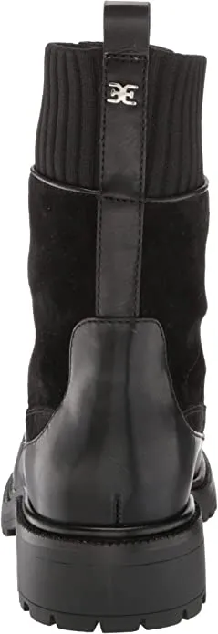 Sam Edelman Leone Black Chunky Block Heel Closed Toe Zipper Combat Ankle Boots