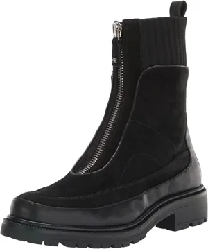 Sam Edelman Leone Black Chunky Block Heel Closed Toe Zipper Combat Ankle Boots