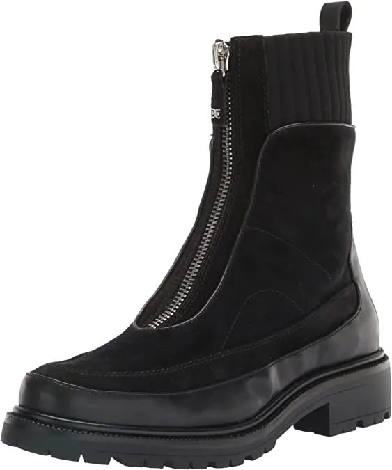 Sam Edelman Leone Black Chunky Block Heel Closed Toe Zipper Combat Ankle Boots
