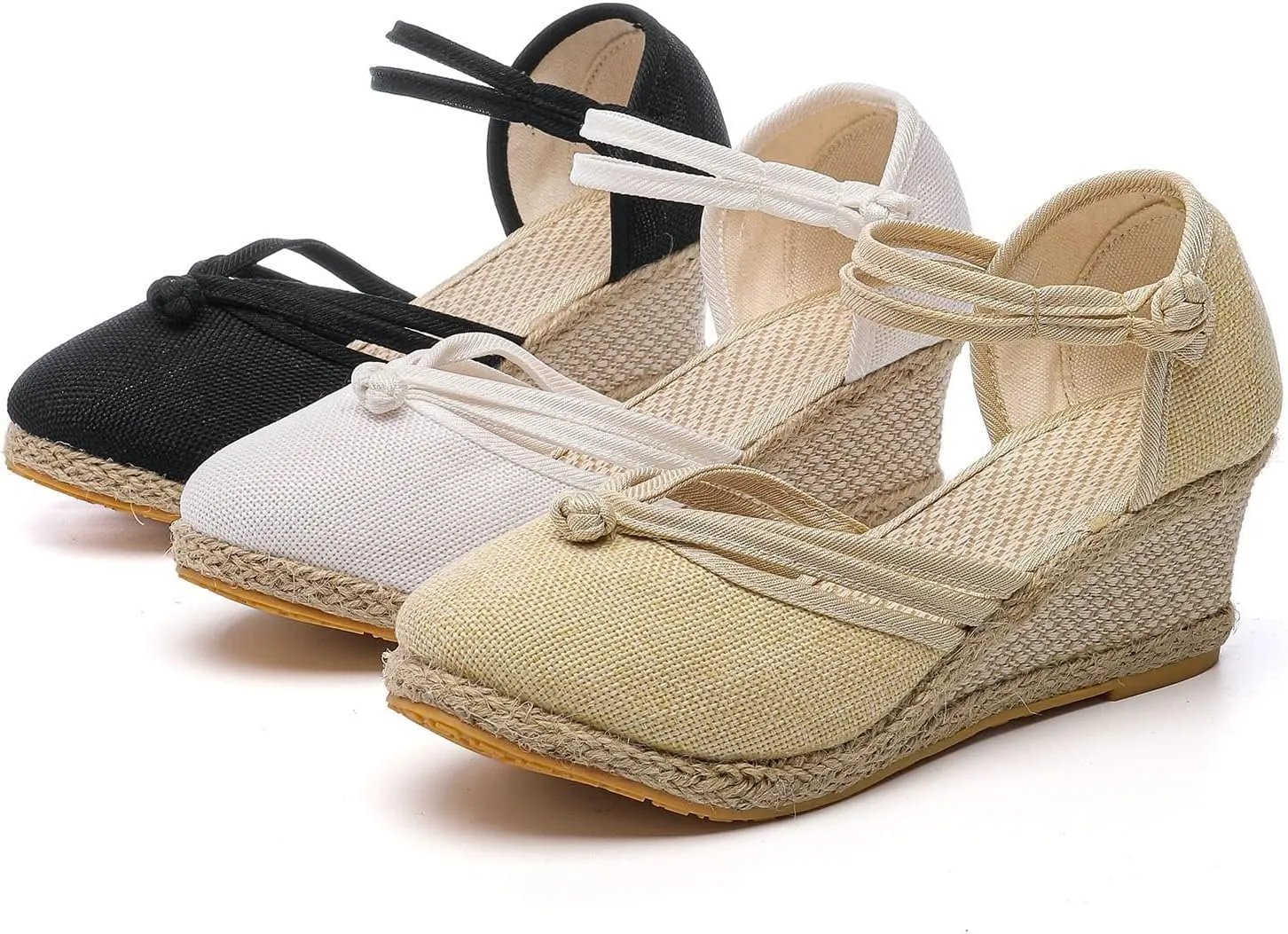 Sandals for Women Dressy Summer Espadrille Wedge Sandals Closed Toe Platform Lace Up Ankle Strap Comfortable Casual Shoes Outdoor Leisure Womens Sandal
