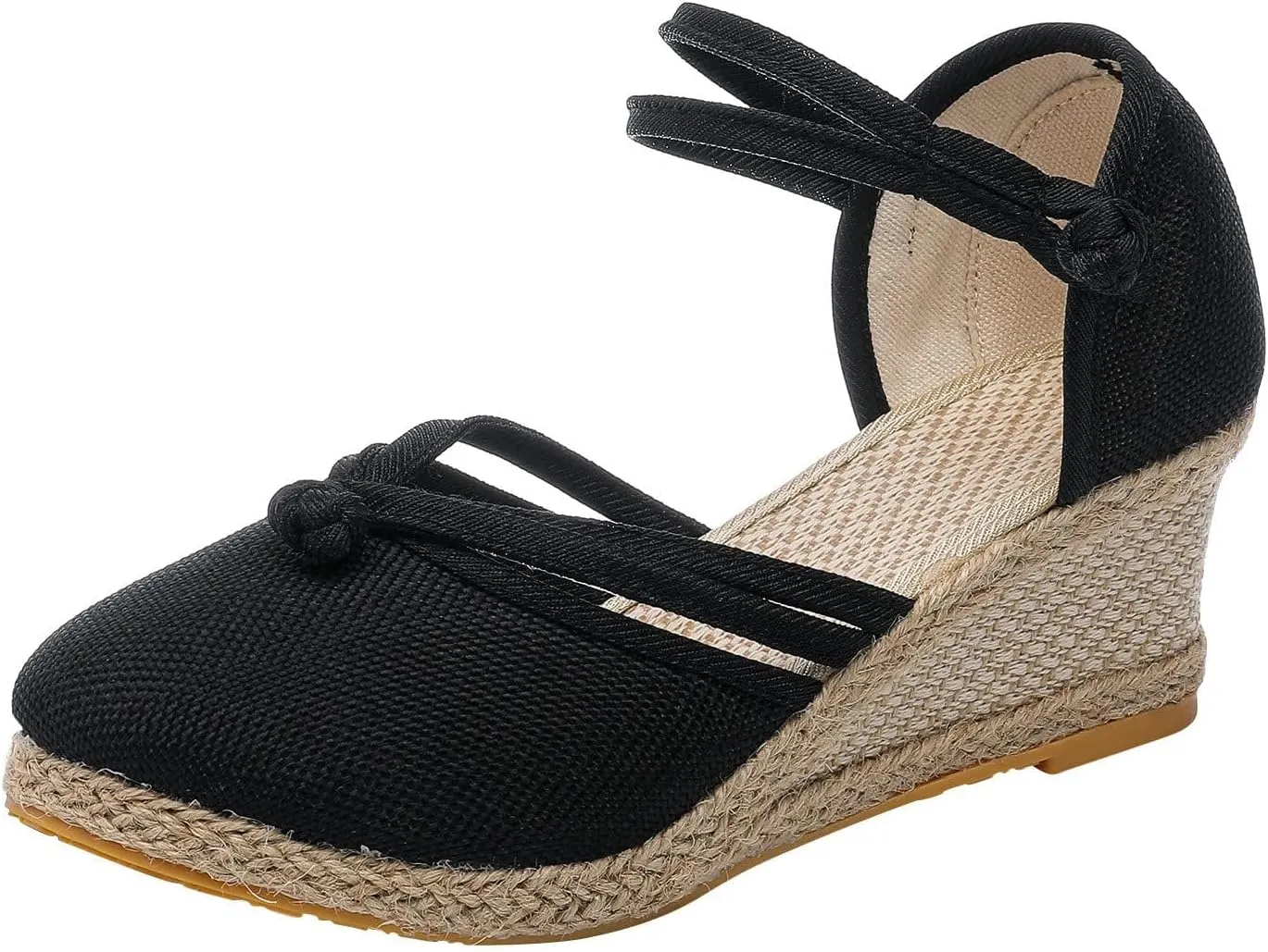 Sandals for Women Dressy Summer Espadrille Wedge Sandals Closed Toe Platform Lace Up Ankle Strap Comfortable Casual Shoes Outdoor Leisure Womens Sandal