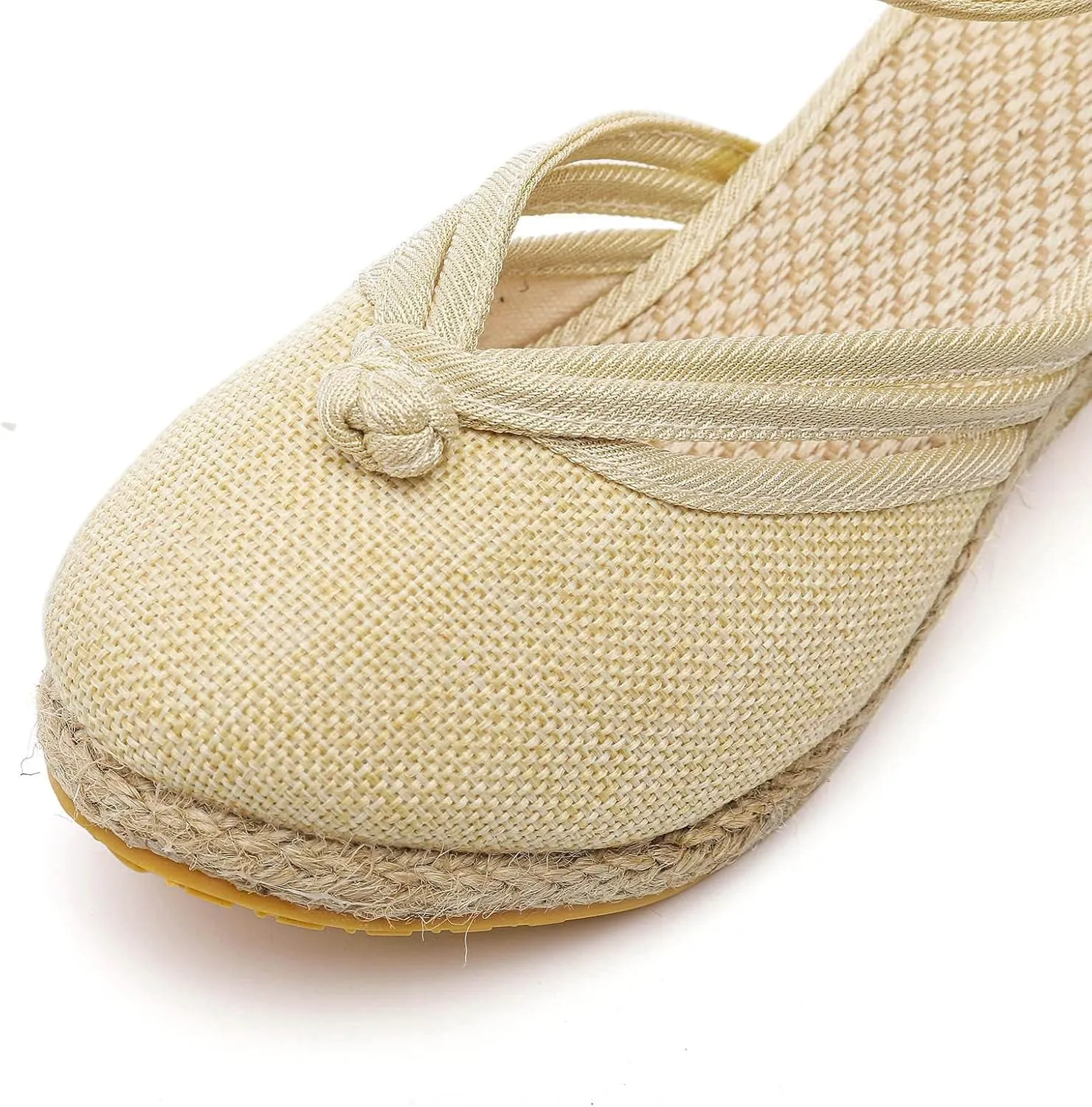 Sandals for Women Dressy Summer Espadrille Wedge Sandals Closed Toe Platform Lace Up Ankle Strap Comfortable Casual Shoes Outdoor Leisure Womens Sandal