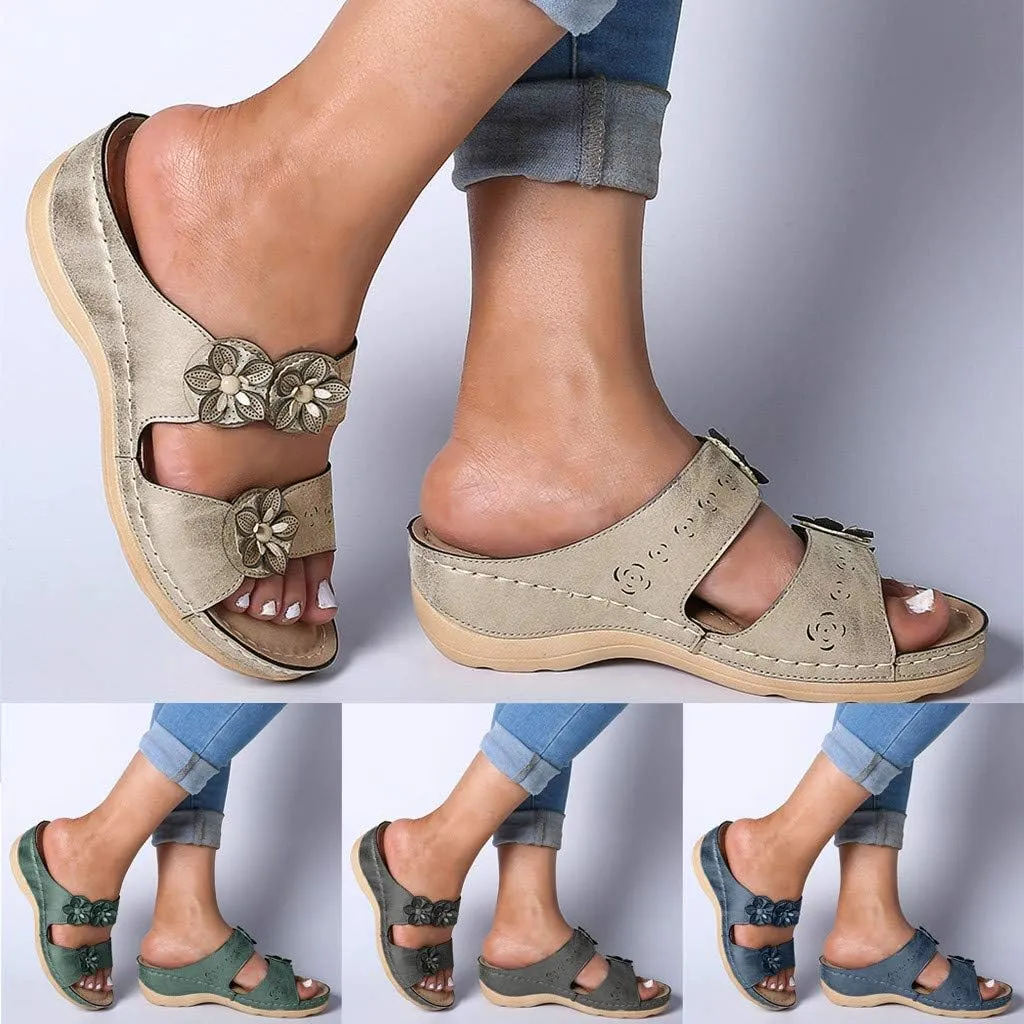 Sandals for Women Platform,Women's Floral Summer Sandals Casual Comfortable Flip Flops Beach Shoes T-Strap Thong Flat Sandals
