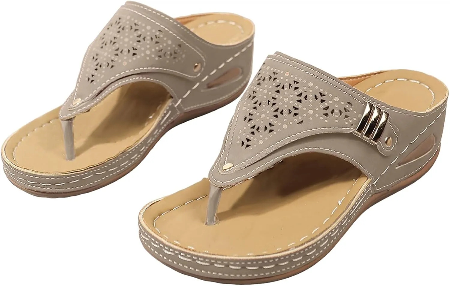 Sandals for Women Summer Casual Flatform Platform Wedge Slides for Women Women's Arch Support Sandals