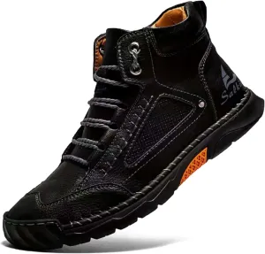 Sawbehind Leather Boots, Sawbehind Men'S Comfortable Handmade Leather Boots Waterproof, Arch Support, Outdoor Leather Shoes